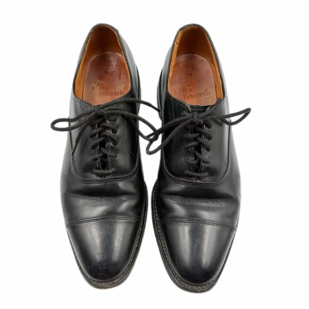 Allen Edmonds Men's 8.5 Park Avenue Black Leather Cap Toe Oxford Dress Shoes
